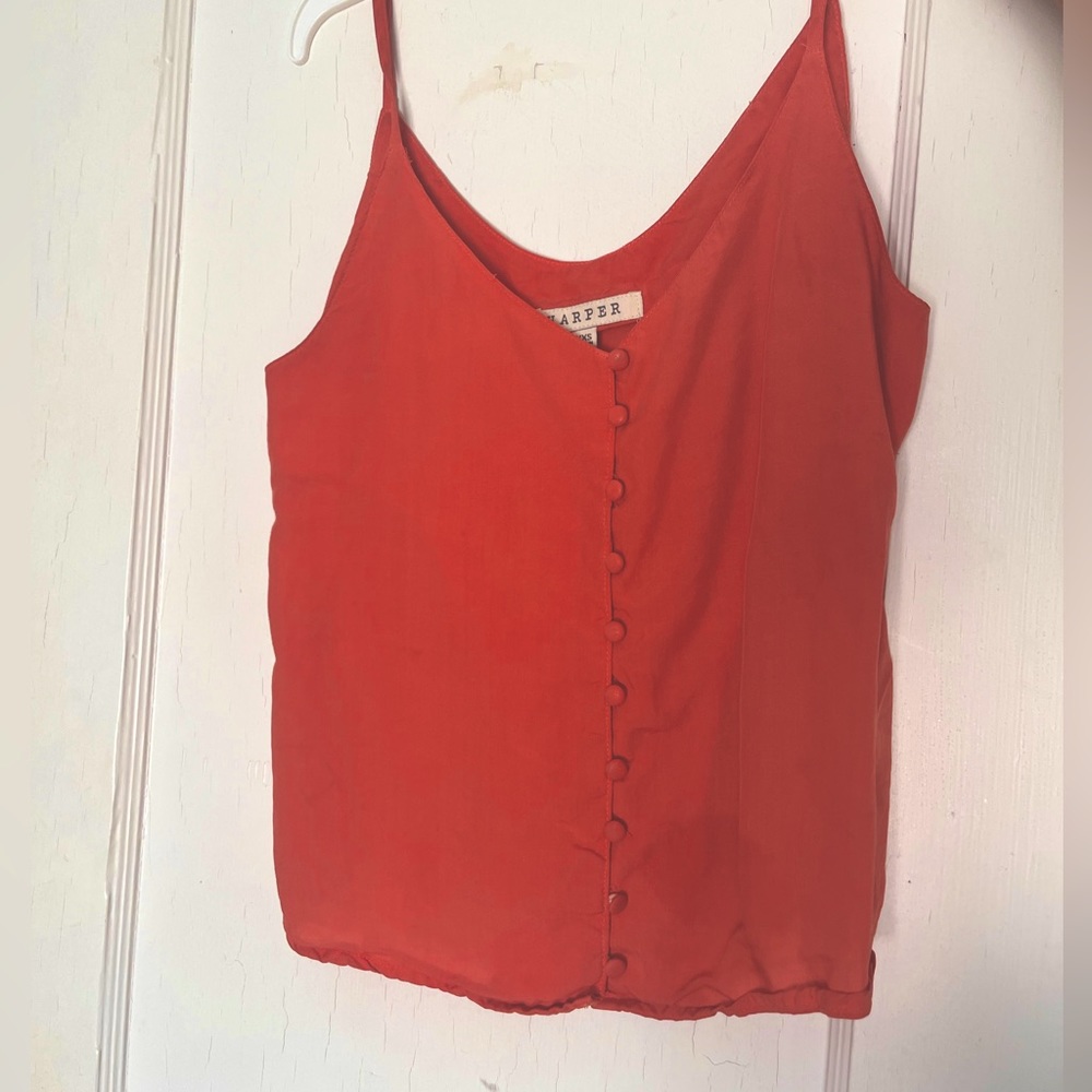 HARPER Blood Orange Spaghetti-Strap Button-Up Camisole